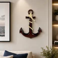 Enfeite de Parede Âncora Tamanho Pequeno Em Resina C/ Corda Marinheiro Marinha Decoração