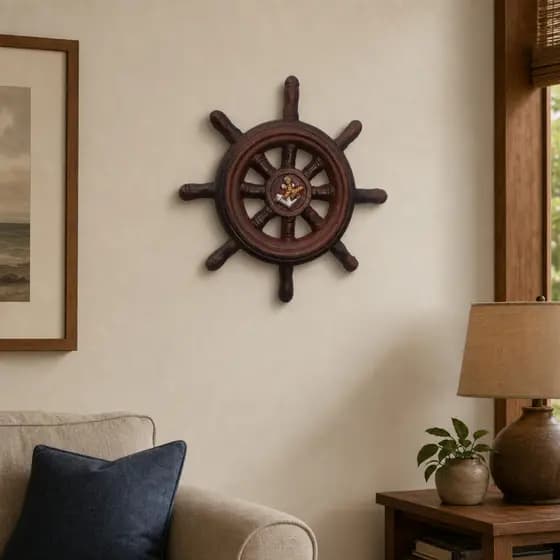 Timão De Parede Decoração Volante De Barco Linda Peça Enfeite Restaurante Casa