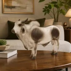 Escultura Boi Gado Grande Decoração Mesa Sala Fazenda Sítio Resina Enfeite Luxo