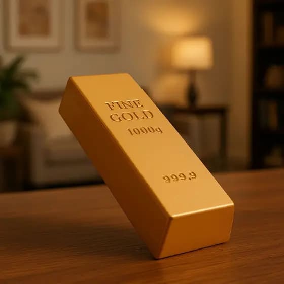 Barra de Ouro Decorativa 1kg – Réplica Realista 999,9 para Coleção e Decoração de Luxo