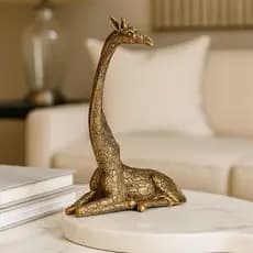 Girafa Dourada Decoração Enfeite Mesa Escritório Consultório Resina Luxo