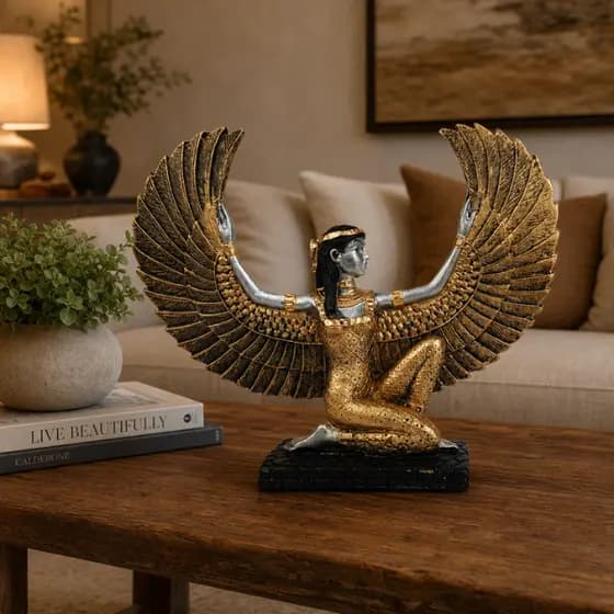 Estatua Estatues Isis Deusa Egípcia Do Amor Asa Aberta Resina Lindo Zen Fertilidade Enfeito