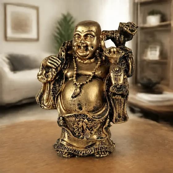Estátua Estatueta Buda Chinês Da Fortuna Zen Esotérico Grande Próspero Lar Enfeite Religião