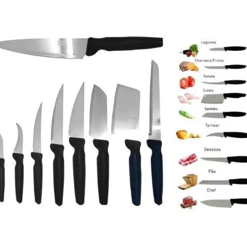 Jogo Facas Faqueiro 9 Peças Aço Inox Durável Design Ergonômico Cozinha