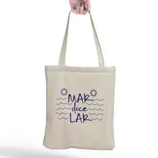 Bolsa de Praia Ecobag Mar doce Lar ecológica algodão cru