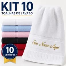 Kit 10 Toalhas de Lavabo Bordada Com Nome Personalizada Presente Casamento Oportunidade