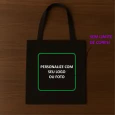 100 Ecobags Preta Personalizada Nome Foto Logo Arte Bolsa Praia Sacola Tecido Evento Brinde Presente