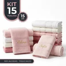 Kit 15 Toalhas de Lavabo Personalizada com Nome Bordado 100% Algodão Toalhinha de Mão Boca Batizado