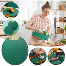 Tábua de Corte Antiderrapante Anti-mofo Redonda 30cm com Suporte - Corte carnes, legumes e frutas