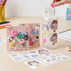 Kit 10 Adesivos 3D + 2 Cartelas de Adesivos 2D Para Garrafa Criativa DIY - Impermeável