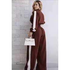 Conjunto Alfaiataria Premium com Listras, Manga Longa e Calça Pantalona Elegante e Confortável para Qualquer Ocasião