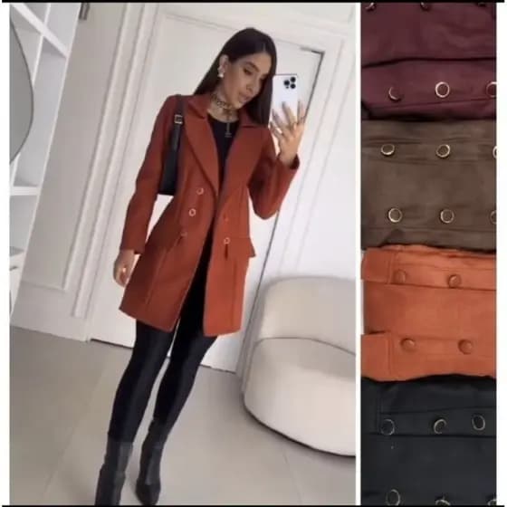 Casaco Feminino Sobretudo La  Batida  Detalhe Bolso Fake Botoes