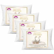 Kit 4 Travesseiros Penas e Plumas de  Ganso Macio Branco Para Cama Confortável Sintético
