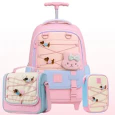 Kit Mochila Escolar Juvenil Menina Lancheria Térmica Alça Transversal Esojo Grande Organizador Box