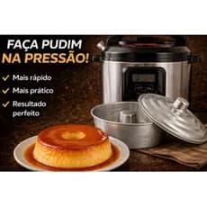 Forma de Pudim para Panela de Pressão 18cm Alumínio com Tampa Anti Vazamento Fácil de Desenformar