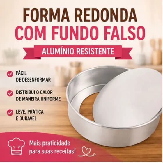 Forma Redonda Fundo Falso Alumínio Desmontável para Bolo Cheesecake Torta