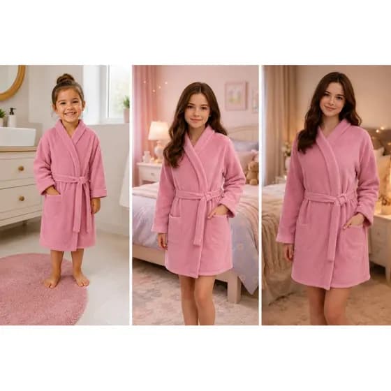 Roupão Infantil Feminino Frio Quentinho Manga Longa  Tecido Fleece menina 2 ao 16