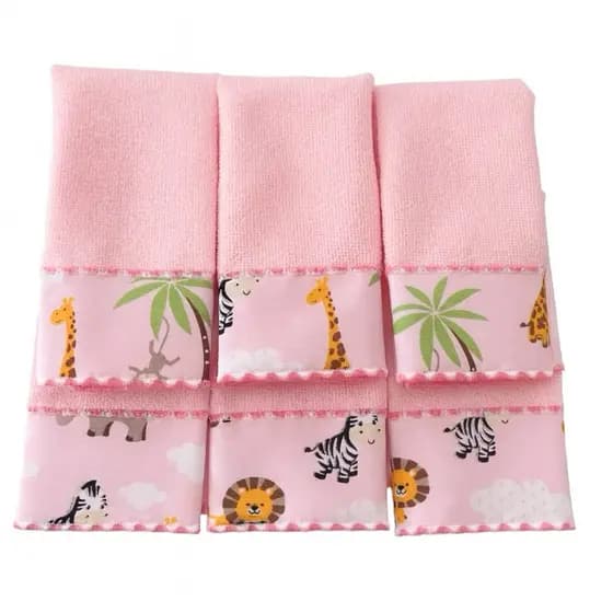 Kit com 6 toalhinhas de boca tecido felpudo extra macio meninos e meninas