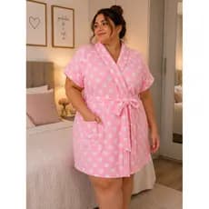 Roupão Felpudo Atoalhado Fofinho Plus Size com Cinto e Bolso