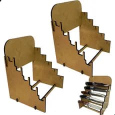2 Suporte de 5 Facas Artesanais Display Expositor De Facas Luxo Madeira Mdf 6mm Top