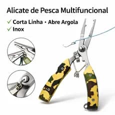 Alicate de Pesca Multifuncional Inox Corta Linha Abre Argola com Mola Profissional Pesca Top Premium