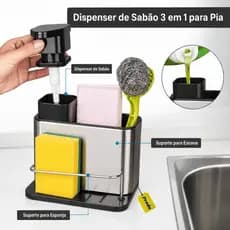 Porta Detergente Dispenser Organizador Para Sabão Liquido Esponja Bucha De Inox