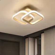 Luminaria Plafon LED Sobreposta Produ Design Quadrado Entrelaçado Dourado Iluminacao Moderna Bivolt