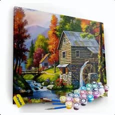 Kit Pintura Numerada Tela 50x40cm Anti Estresse Tinta Acrílica Pincéis Hobby Terapêutico Produ