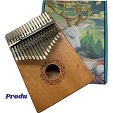 Kalimba 17 Chaves Piano de Dedo Profissional Kimi Africano Marrom Mogno c/ bag de transporte
