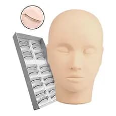 Kit Cabeça De Treino 5 Pares De Cílios Treino Extensão Fio