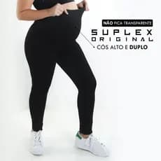 Calça Legging Gestante Gravida Preto Cós Alto Confortável Maternidade Gestação Feminina