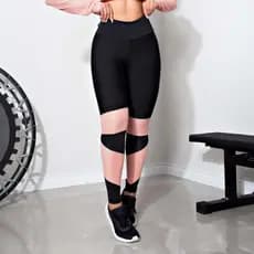Calça Legging Fitness com Detalhe Em Tela para Treinar