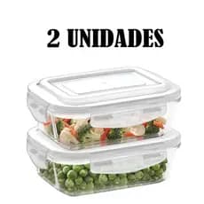 Kit Com 2 Pote Vidro Hermetico Marmita Tampa Plastico 640ml
