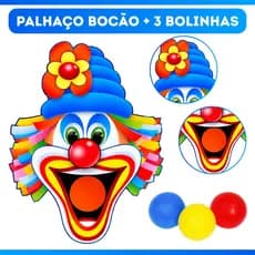 Palhaço Bocão Jogo Boca De Palhaço Festa Junina C/ 3 Bolinhas Decoração Painel Pescaria Argola