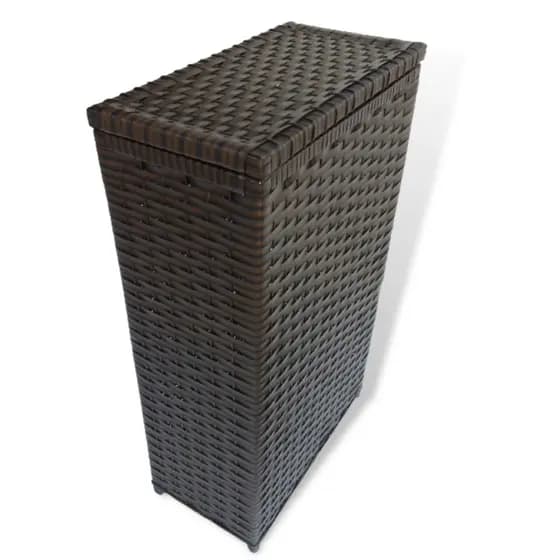 Cesto de Roupa Suja Retangular de Madeira e Fibra Sintética Marrom 50 Litros 21x40x67