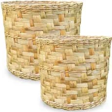 Cesto Circular de Palha Vaso para Plantas Cachepot N3 - kit com 2 peças