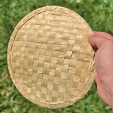 Peneira de Palha Decoração de Parede Estilo Boho Composição Natural