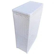 Cesto de Roupa Suja de Fibra Sintética com Tampa Branco 21x40x67 - 50 Litros