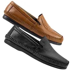Kit 2 Pares Sapato Mocassim Sapatilha Masculino de Couro Legítimo Ortopédico Casual Envio Imediato