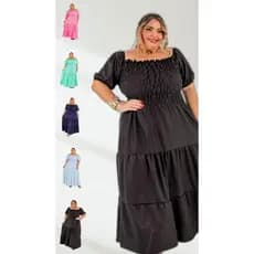 Vestido Feminino Longo Plus Size Festa Gestante Solto Redondo Evangélico Ciganinha Jovem