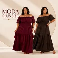 Vestidos - Vestido Longo Plusize Ajustável Elastico Confortável Variedade de Cores Não Amassa