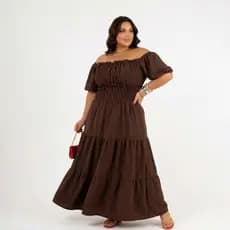 Vestido Plus Size Longo Ciganinha com Lastex – Moda Feminina do 46 ao 58 - GG ao G4 - Gestante