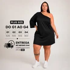 Vestido Curto Ombro Só Feminino Plus Size | Manga Larga, Não Fica Transparente – Moda Festa & Casual