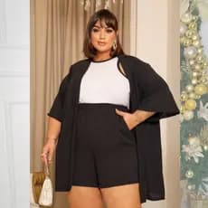 Conjunto Kimono Feminino 2 peças (Short + Blusa) - Plusize Não Transparente Confortável