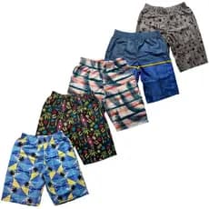 Kit 5 Bermuda Masculina Infantil Tactel Praia de Elástico Estampado Verão