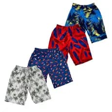 Kit 04 Shorts Infantis Masculino de Elástico Estampado Praia