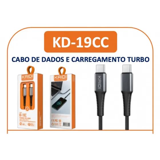 Cabo USB de 1 metro Kaidi KD-19 Tipo C para Tipo C