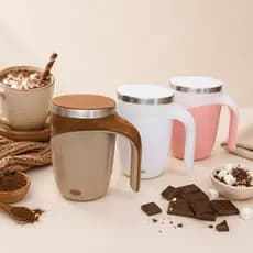 Caneca Térmica Elétrica Mixer Magnética Misturadora Bebidas Café Shake Suco 350ml USB C Recarregável