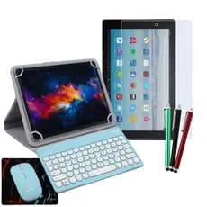 Capa Teclado p/ Tablet Amazon Fire HD 10 kit Pelicula Caneta Mouse
