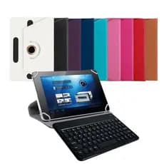 Kit Teclado Bluetooth Preto Carregamento Tipo C + Capa Giratória Universal para Tablet 10" - Sem Fio e Proteção